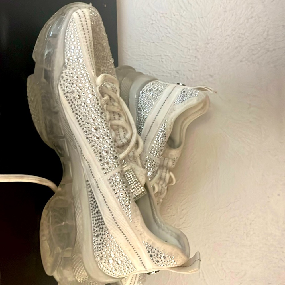 White bedazzled shoes